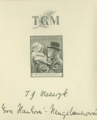 Eva Haňková on a postage stamp with T. G. Masaryk