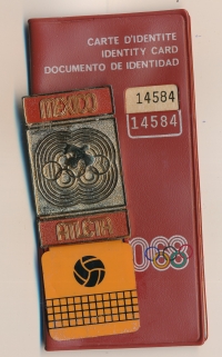 Identifikační karta účastnice olympijských her 1968, držitelka Věra Hrabáková