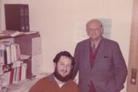 With his father on the MIT campus, the 1970s
