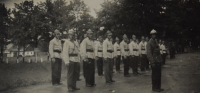 Dolní Orlice firefighters; father Václav Kalousek is second from left, 1946