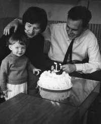 Witness with her first husband and her oldest daugter. 1966