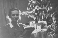 With his mother, December 24, 1939
