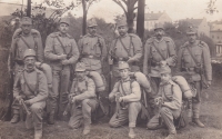 Grandfather of the witness, Jaroslav Komárek, as a soldier in World War I, 2nd row from the top, 3rd from the right