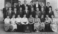 One-year course before high school, former 4th grade of the burgher school (Jan Jiřička in the third row, third from the right)