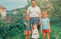 With his children in Ruda nad Moravou