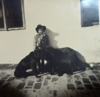 Marie Zajíčková s milovanými psy, začátek 40. let