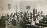 Jindřich Matoušek with his classmates in the first class