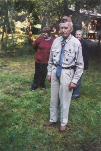 Jindřich Matoušek in scout costume during the crossing of the Brda Mountains