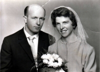 The wedding photo of his parents - Josef Cahel and Anděla Cahelová, 28 September 1962