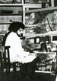 Vladimír Vlk in his first studio in Mladá Boleslav, Old Square, late 1970s