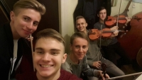 Yaroslav and his fellow students at the music college. Lviv, 2015