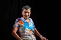 Current photo of the memorial of witnesses, former kayaker, Mária Potočná, from the filming of a life story in Bratislava, 2023. (number two)

