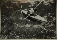 Mária Potočná, during the kayaking race. (number one)