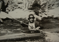 Mária Potočná, during the kayaking race. (number two)

