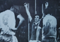 Ladislav Vízek se raduje po brance do sítě Walesu, kvalifikace mistrovství světa, výhra 2:0, 1991