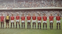Československo na mistrovství světa 1982 před zápasem s Anglií, Ladislav Vízek je třetí zprava, národní tým prohrál 0:2