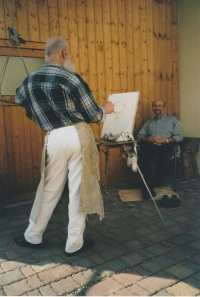Jiří Altmann portrétuje Michaela Bremma v Hemsbachu (2003, foto Edda Bremm)
