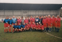 Exhibition match of the old guard Jirkov Ervěnice, veteran with LR advertisement on his jacket, 1995
