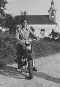 At the church in Dolní Morava, 1960s