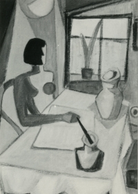Ovlivněn abstrakcí z ateliéru Dušana Přibyla. Autor Vladimír Vlk, 60. léta 20. století Mladá Boleslav