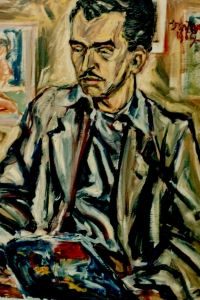 Portrét Vladimíra Vlka, který na konci 50. let 20. století namaloval akademický malíř Dušan Přibyl