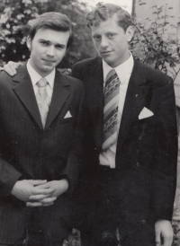 From left: son of Marie Sirkovská from her first marriage Pavel Beneš and her stepson Luboš Sirkovský, 1970s