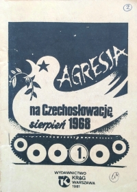 Obálka knihy o invazi do Československa, kterou vydalo nezávislé nakladatelství KRĄG ve Varšavě v době Karnevalu Solidarity, kdy mohly vycházet knihy o zakázaných tématech
