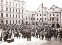 Záběry z generální stávky, 27. listopadu 1989, Český Krumlov