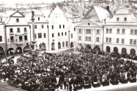 Záběry z generální stávky, 27.11. 1989, Český Krumlov