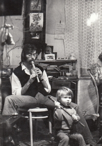 Rostislav Valušek (vlevo) se synem Janem, 80. léta