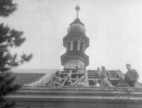 Pamětník na kostele, Novoborsko, cca 1973