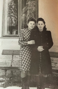 Marie Sirkovská (right) with a friend, Šumperk region, ca. 1949