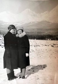 Marie Sirkovská( right) with a friend, Šumperk, ca. 1960s