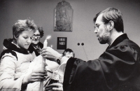 Rostislav Valušek během křtu v Horce nad Moravou, 2013