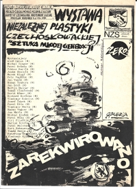 Plakát k výstavě v rámci přehlídky československé nezávislé kultury ve Wroclawi se jmény umělců, jejichž obrazy byly zabaveny na hranici