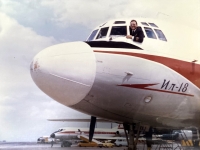 Břetislav Horáček v letadle Iljušin IL-18 v 80. letech