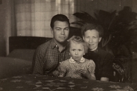 s manželem a dcerou Janou, Plesná 1956