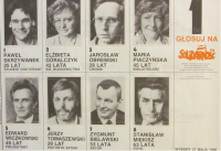 Paweł Skrzywanek na prvním místě kandidátky za Občanský výbor Solidarity (Komitet Obywatelski „Solidarność”) ve volbách do místní samosprávy, které se konaly 27. května 1990 a byly prvními plně demokratickými volbami v Polsku od konce druhé světové války