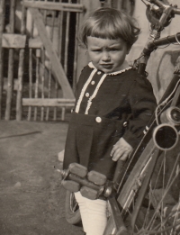 Ladislav Vilímek jako dvouletý chlapec. Fotografováno zřejmě v Brtnici v roce 1942