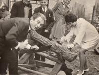 Zkouška manželství během svatby, řezání špalku dřeva, 1968