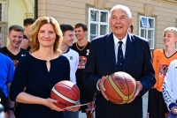 František Konvička s primátorkou Brna Markétou Vaňkovou, rok 2023, gratulace k 85. narozeninám