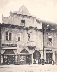 Stanislav Przybil's watchmaker´s shop on the square in Třeboň