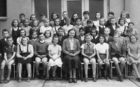 Fourth class, Antonín Chloupek in the second row first left, 1954