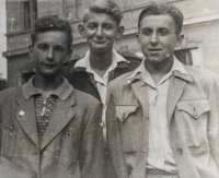 Jiří Kuboušek (první zprava) s přáteli, 1950