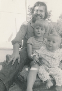 Vladimír Just se synem Michalem a dcerou Magdalenou na přelomu sedmdesátých a osmdesátých let
