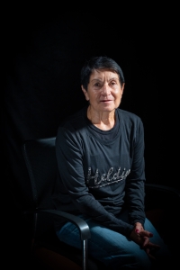 Current photo of runner and witnesses of history Eva Seidlova, from the filming of her life story, October, 2023. (number two)

