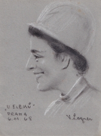 Portrét pamětnice, U Fleků, 1968