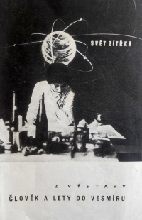 Pamětnice na plakátu k výstavě Člověk a lety do vesmíru, na které v roce 1963 pracovala (foto Oldřich Škácha)