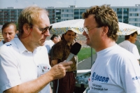 Pamětník zpovídá Ladislava Bergra při Rallye Bohemia, 1992