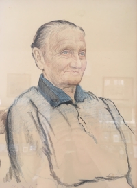 Portrét babičky, Ludmily Matoušové, roz. Millerové. Autor byl její bratr, malíř Eduard Milén, vlastním jménem Miller